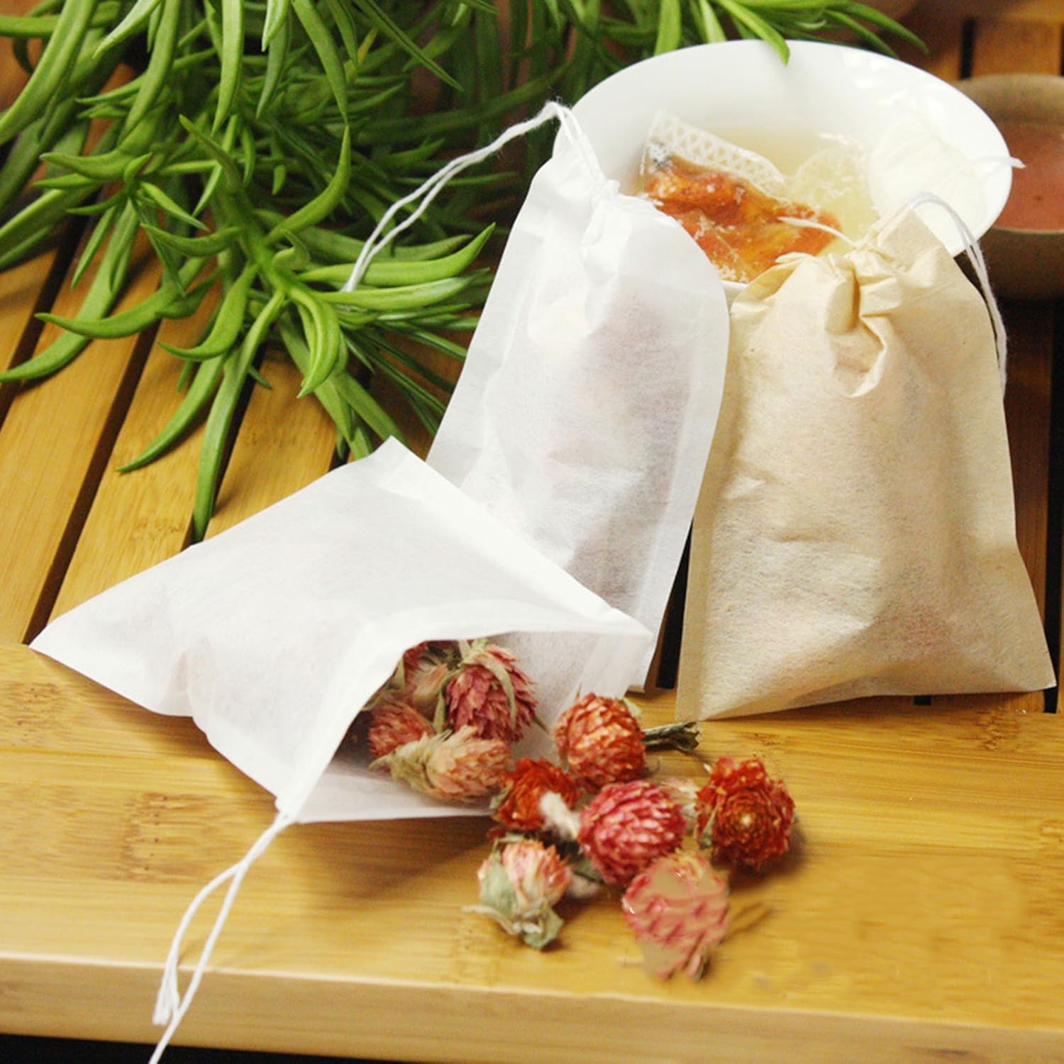 100PCS Disposable Empty Tea Filter Bags with Strings for Loose Tea