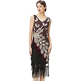 BABEYOND 1920s Vintage Peacock Sequined Dress Gatsby Fringed Flapper Dress Roaring 20s Party Dress
