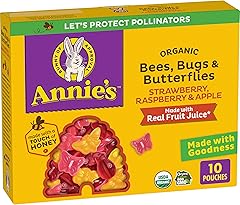 Annie's Organic Bees, Bugs & Butterflies Fruit Flavored Snacks, 10ct, 7 oz | Strawberry, Raspberry & Apple Flavors, Vegan Kid
