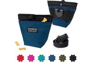 Wildebeest Dog Treat Pouch, Dog Treat Bag, Dog Training Treat Pouch, Dog Travel Bag, Pet Treat Pouch, Magnetic Closure, 2 Water-Resistant Compartments, Detachable Waist Strap & Belt Clip