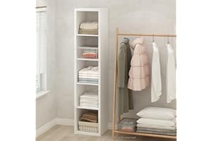 Furinno Cubic Closet Organizers and Storage, 5-Cube Closet Organizer, Open Shelf Closet Storage, Extra Thick Frame for Wardrobe, Bedroom, Living Room, White