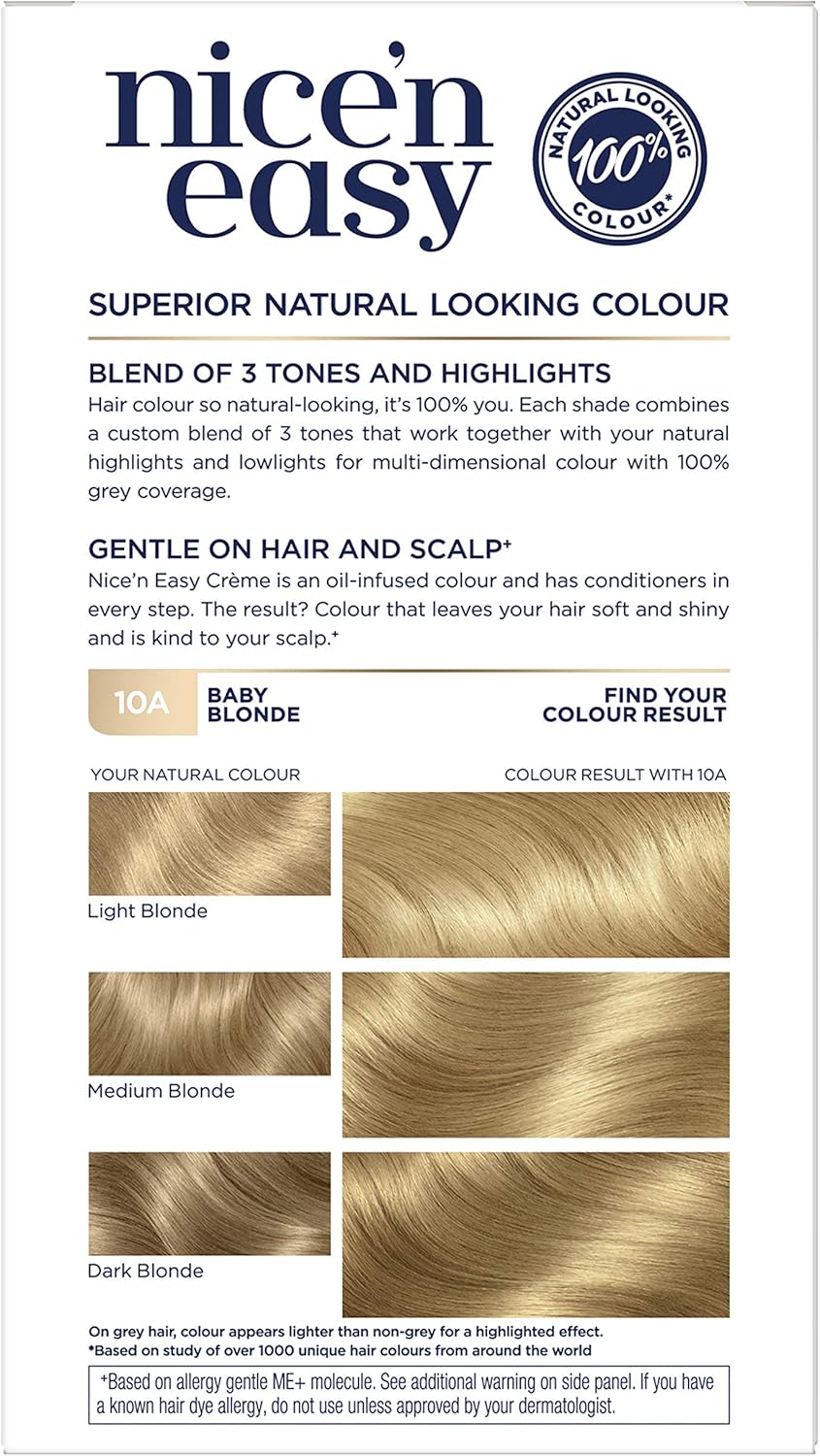 Clairol Nice'n Easy Crème Permanent Hair Dye, 10A Baby Blonde, 260g, 260 g (Pack of 1) - Image 3