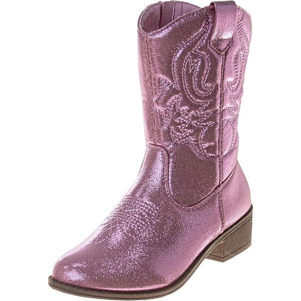 ROPER Girls' Glitter Floral Boots – Square Toe, Mid Calf, Purple Casual Boots For Kids (Size 9 Toddler)