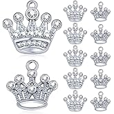 20pcs Silver Crown Shape Dangle Charms Alloy Lovely Queen Crown Pendants with Rhinestone Craft Supplies for DIY Necklace Earrings Jewelry Making Valentine's Gifts, 2 Styles