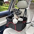ROODO Dog Car Seat Cat Car Seat Height-Adjustable Dog Car Booster Seat Collapsible PortableMetal Frame Construction Suitable for Small Dogs and Cats Under 20lbs(Black)
