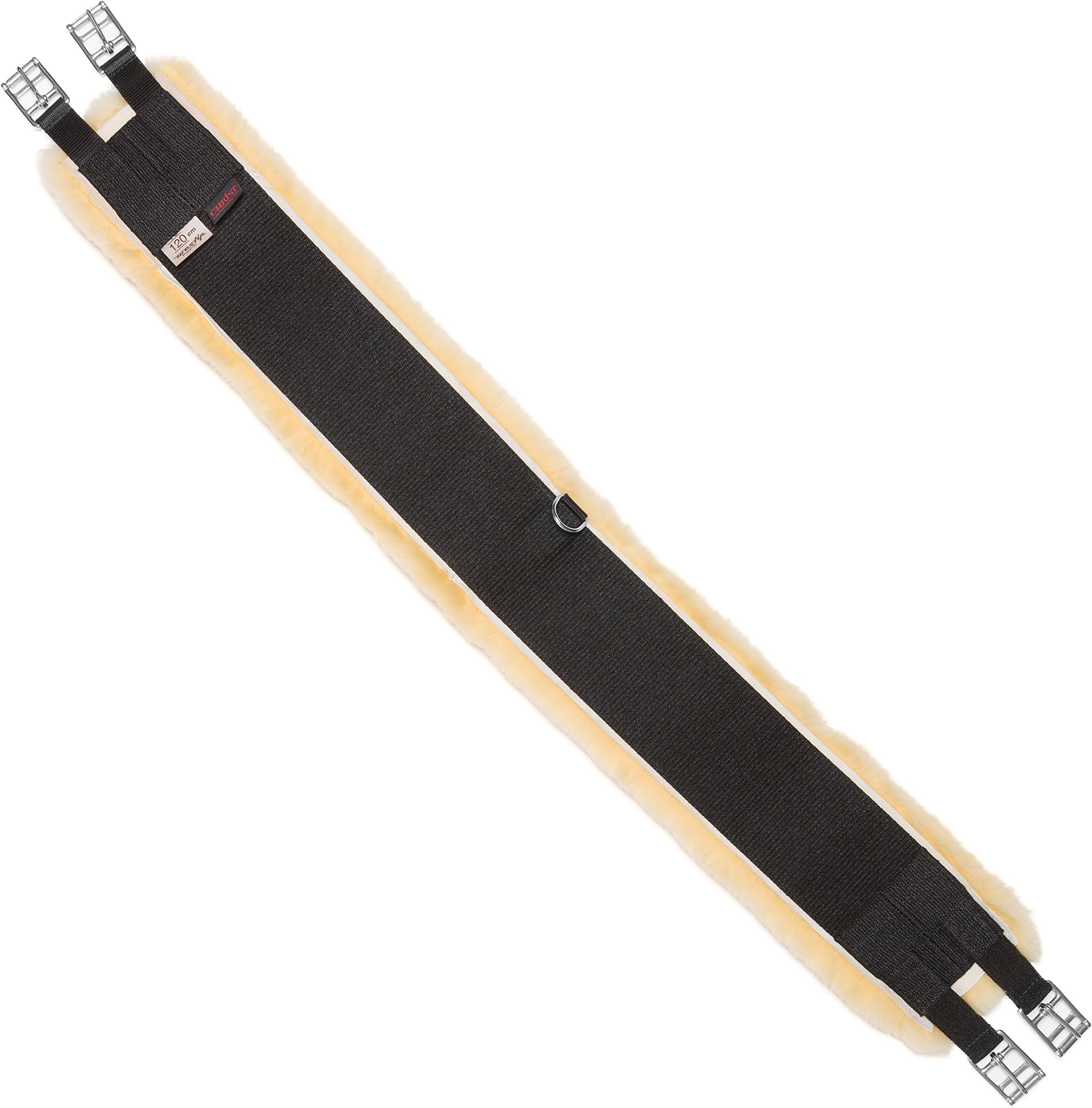 CHRIST Sattelgurt lang Lammfell, schwarz/natur, 140 cm