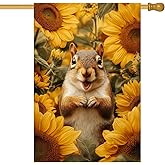 BlissYard Large Garden Flag 28 x 40 Double Sided – Squirrel House Flag for Outside, Sunflower Spring Summer Yard Flag for Porch Lawn Outdoor Decor
