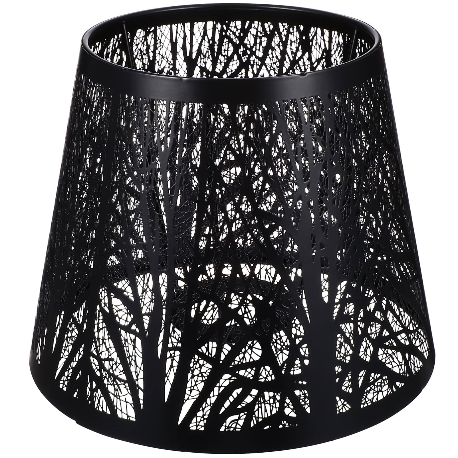 Photo 1 of Operitacx Tree Shadow Lampshade, Hollow-out Tree Shadow Light, Carved Forest Tree Shaped E27 Mini Lamp Shade for Table Lamps and Floor Light, Black Lamp Shade, 7.5 * 7.5 * 6.1in