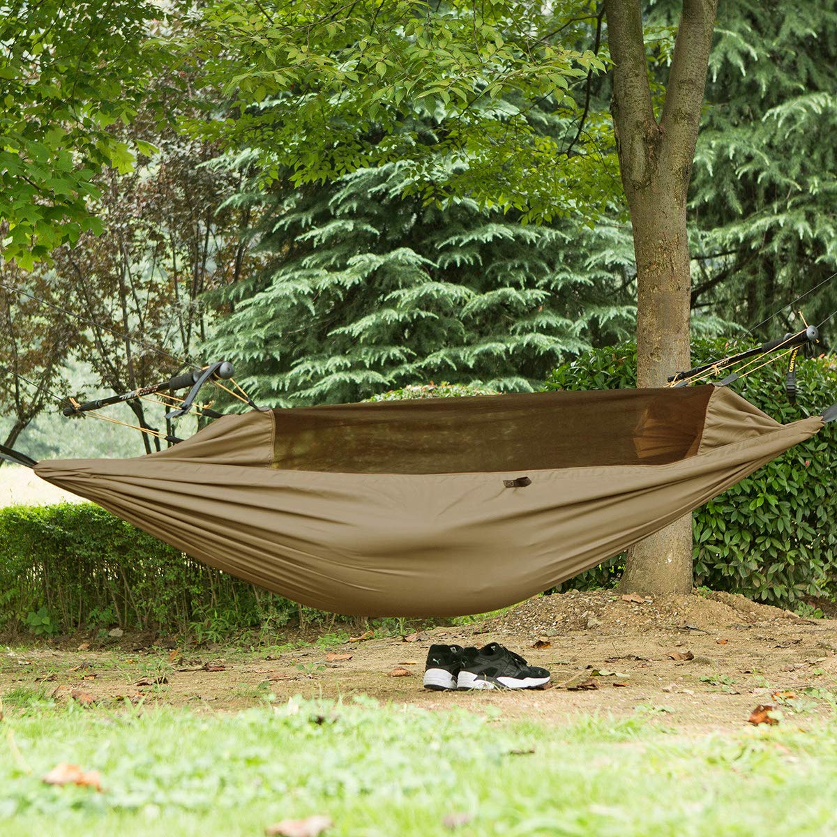 Free Soldier Waterproof Camping Hammock With Mosquito Net Lightweight Tarp Hammock For Backpacking Traveling Tent Tactical Parachute Hammock Hammocks