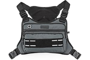JIPIMON Chest Bag For Men Women With Built-In Phone Holder and Extra Storage Outdoor Sports Chest Bag For Running, Cycling, Rock Climbing (Deep Gray)
