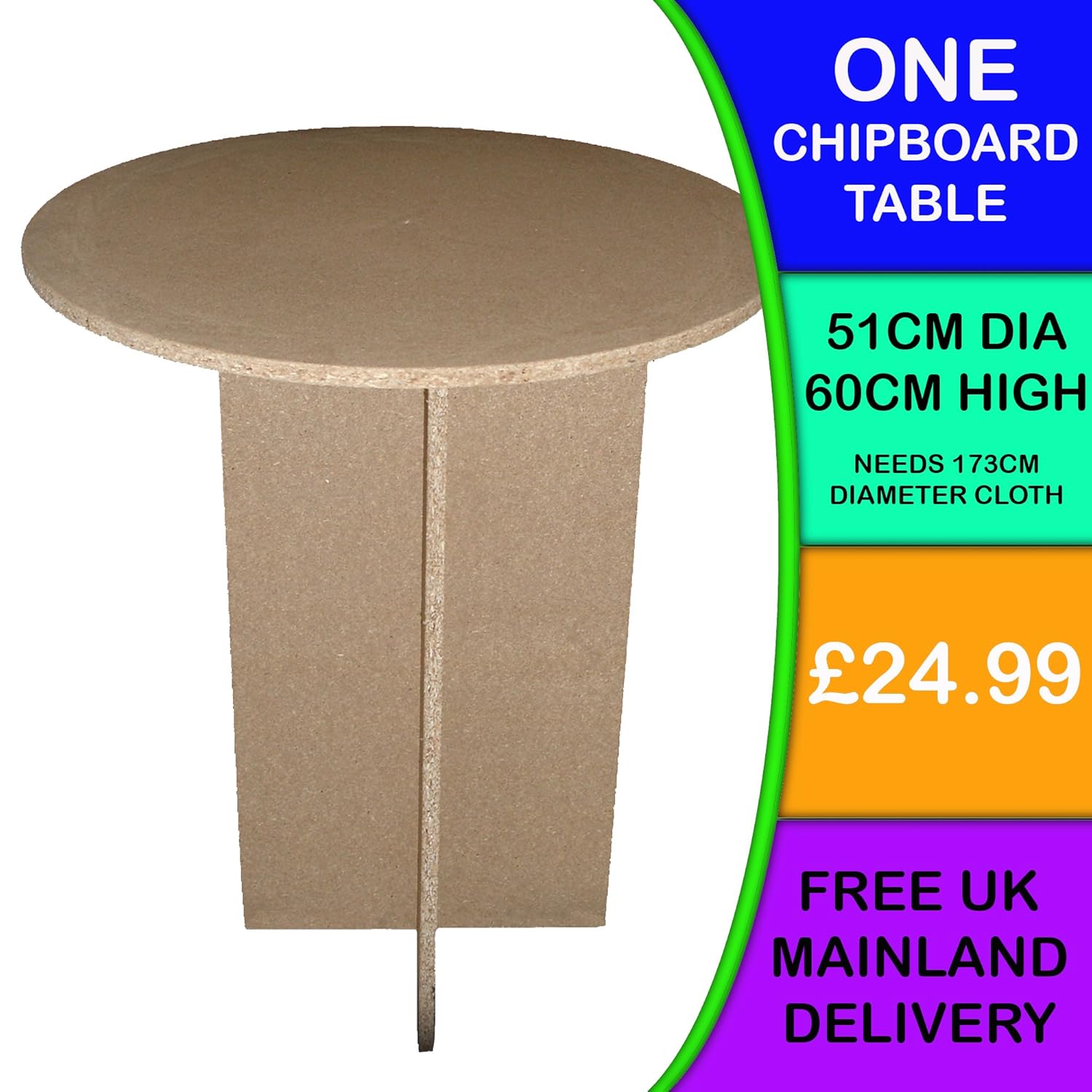affordable GiftsScotland Flat Pack Self Assembly Round Chipboard