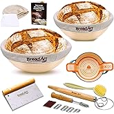 Sourdough Bread Baking Supplies - 2PCS of 9 Inch Round Sourdough Proofing Baskets KIt with Silicone Bread Sling, Dough Scrape