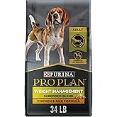 Purina Pro Plan Weight Management Dry Dog Food, Shredded Blend Chicken - 15.4 kg Bag