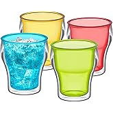 Amazing Abby - Rockies - 14-Ounce Insulated Plastic Tumblers (Set of 4), Double-Wall Drinking Glasses, Mixed-Color Reusable Cups, BPA-Free, Shatter-Proof, Dishwasher-Safe