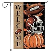 Welcome Fall Garden Flag Thanksgiving Garden Flags 12x18 Inch Double Sided Vertical Small Burlap Pumpkin Pumpkin Autumn Football Seasonal Yard Outside Decoration