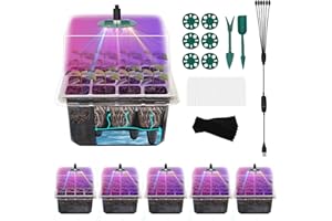 MQHUAYU Seed Starter Trays with Grow Light 6 Pack, 72 Cells Self Watering Seed Starter Kit with Timer, Plant Germination Trays with Dome, Heightened Lids for Greenhouse Seeding Planting Growing