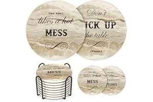 LIFVER White Elephant Gifts for Adults, Funny Coasters Set of 8, Funny Gag Gifts for Adults, House Warming Gifts New Home, Marble Style Absorbent Drink Coasters with Cork Base, Home Decor, 4 inches