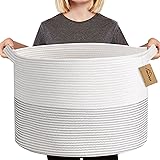 MEGASKET XXXL Large Cotton Rope Blanket Basket for