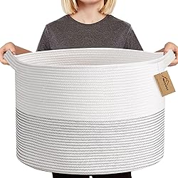 MEGASKET XXXL Large Cotton Rope Blanket Basket for