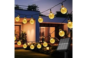 Flechllary Solar String Lights for Outside, Crystal Globe Lights with 8 Modes, Solar String Lights Outdoor Waterproof for Garden Tree Patio Party Christmas Decorations (Warm White)