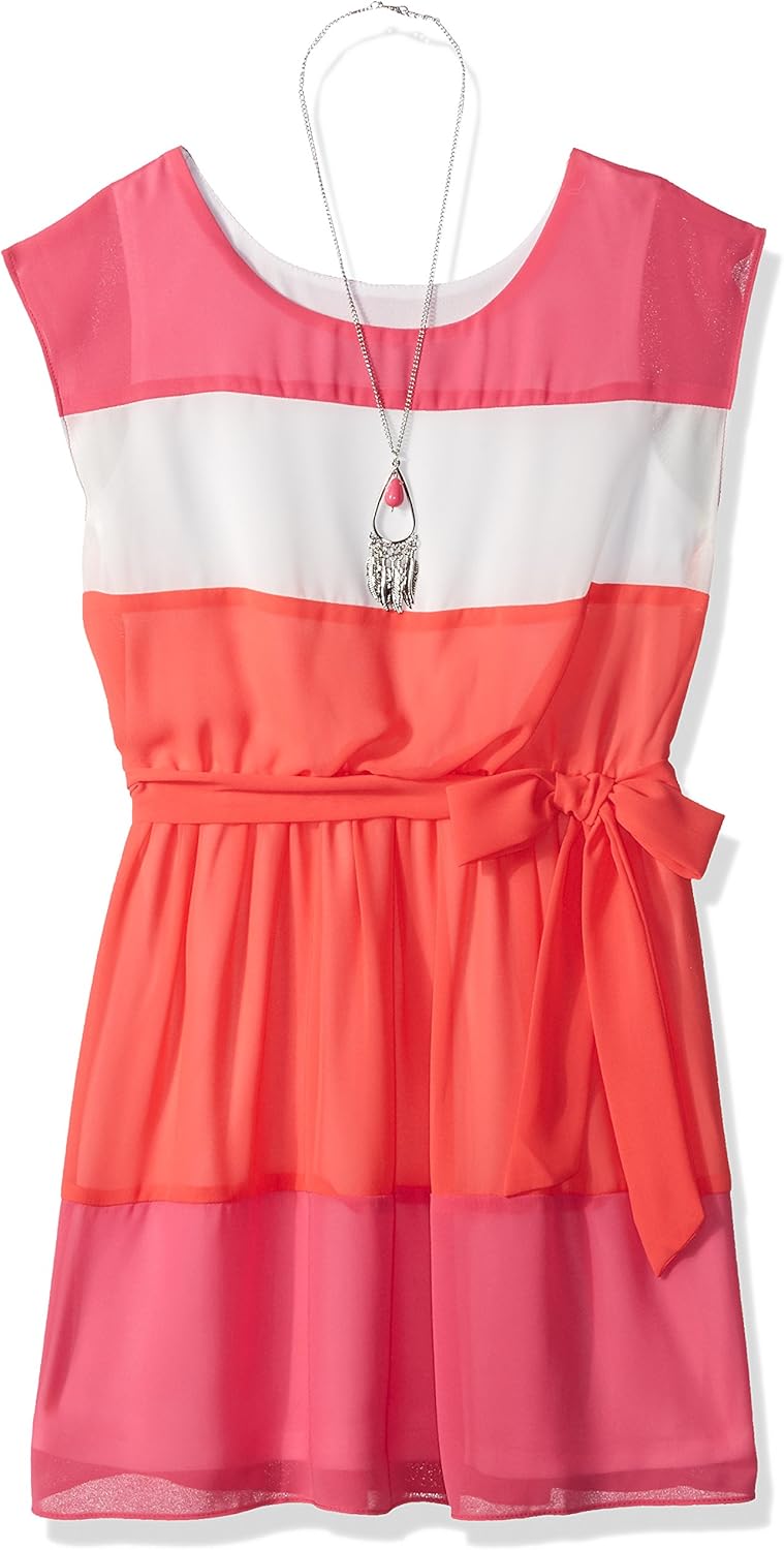 pink and red colorblock dress