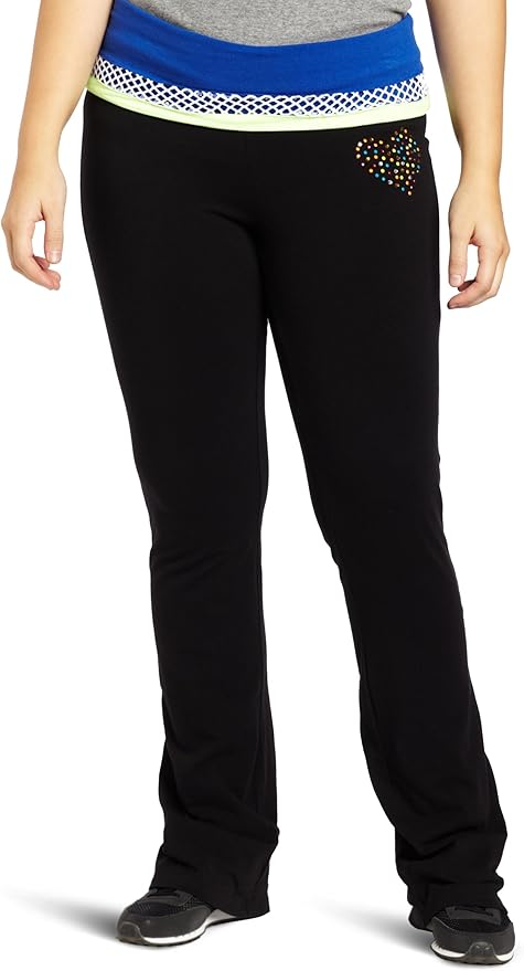 Amazon.com: Southpole Teen-girlswomen's Plus Size Stripe roll Over Waist Yoga Pants with 