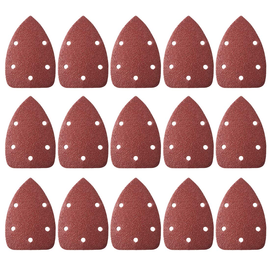 sourcing map Detail Sander Sandpaper, Triangular Sanding Paper, Hook and Loop Sanding Pads, Triangle Oscillating Multi Tool, 40 Grits 5 Holes, 15pcs