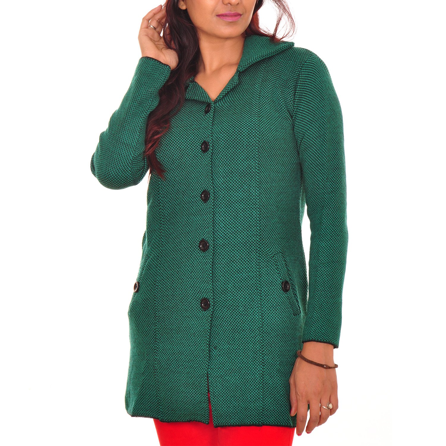 montrex green long coat for women