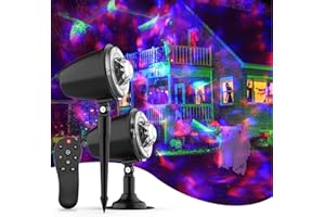 FLITI Halloween Lights Projector Outdoor,Water Wave Aurora Holiday Spotlight with Remote Control,Waterproof LED Landscape Light for Halloween Party Garden Yard Landscape Wall Tree Decoration