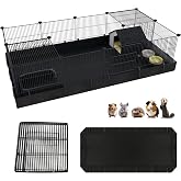 Xymoso DIY Guinea Pig Cages with Waterproof Canvas Bottom,16 Panels Small Animal Cage Pet Playpen with Door for Bunny Turtle Hedgehog,Indoor Metal Wire Yard Fence Outdoor