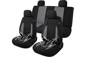 Pariitadin Waterproof Car Seat Covers Full Set, Neoprene Seat Covers for Cars, Universal Fit Interior Covers for Most Cars Sedan Van Truck SUV(Black/Gray) 2