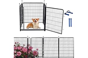 Okaygardn Tall Garden Fence Animal Barrier, 48 in(H) Fencing for Garden Beds, 4 Panels Total 8.9 Ft(L),Temporary Fence for Dogs Outdoor, 21 in Wide Low Threshold Gate, Garden Fence Border,Rabbit Fence