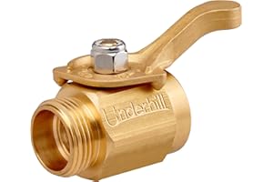 Underhill PowerFlow Brass Hose Shut Off Valve, 1-Inch Hose Thread NPSH, High Flow Cutoff End Attachment, Heavy-Duty Commercial Fittings, 48 GPM, CV10H