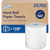 Scott Professional Hard Roll Paper Towels, Bulk, 6 Rolls x 1150' (25702) | Blue Core, High-Capacity, Elevated Design, Absorbency Pockets, White, Plus Tier, Compatible with Scott Pro Dispensers