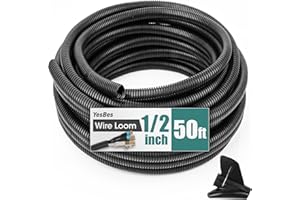 YESBES 50 FT Wire Loom 1/2 Inch, Split Wire Loom Tubing Wire Conduit, Wire Protector Tubing – Black