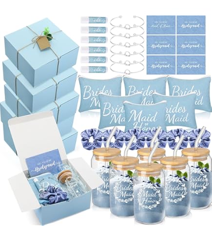 Inbagi Brautjungfern-Geschenkbox – Set Mit Glasbecher, Duftkerze, Make-up-Tasche & Karte