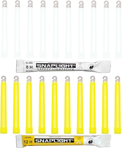 Cyalume SnapLight 6" Industrial Glow Sticks Multi-Color 20 Pack White Yellow