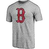 MLB Men's Distressed Imprint Match Team Color Primary Logo Word Mark T-Shirt (Boston Red Sox Gray, Small)