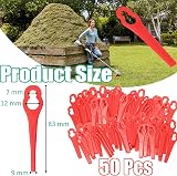Acehome 50 Pcs Plastic Grass Trimmer Blades 83 mm Red for Cordless Mower view 2