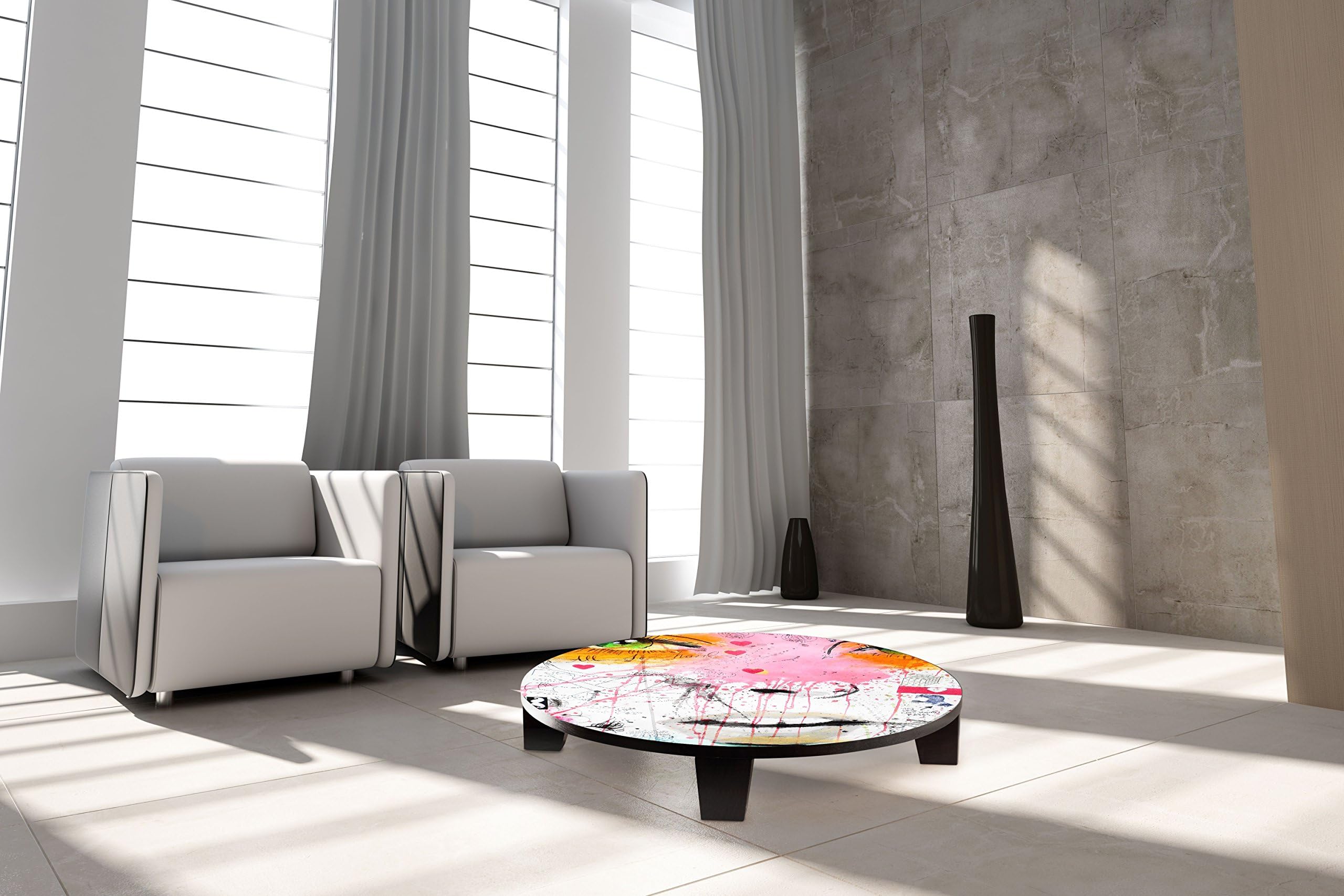 TAF DECOR "Quite Frankly" Art Coffee Table, 44" x 44" x 7.5"