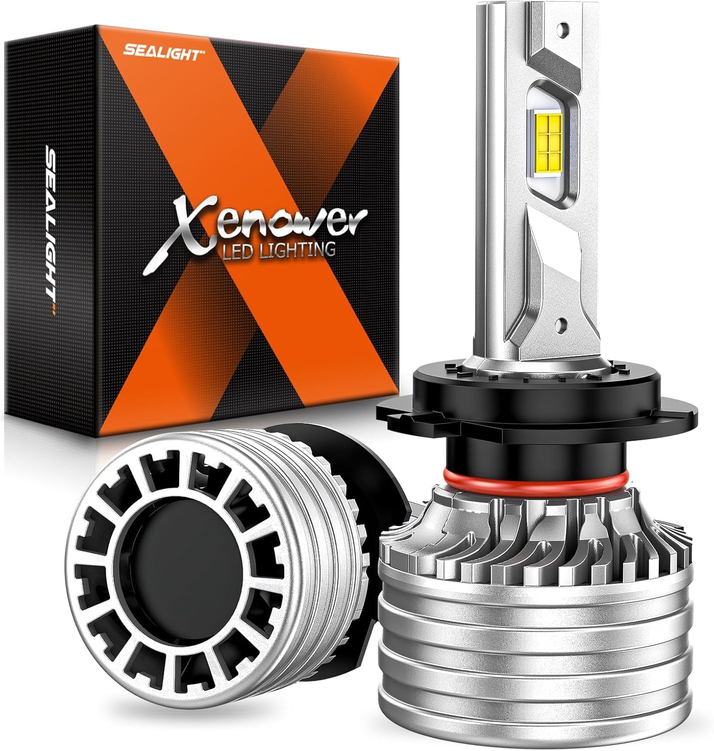 Photo 1 of SEALIGHT X4I H7 Bulbs, 70,000LM Super Bright H 7 Headlight Fog Bulbs with Adjustable Lock Ring, Cooling Fan, Plug and Play, Pack of 2