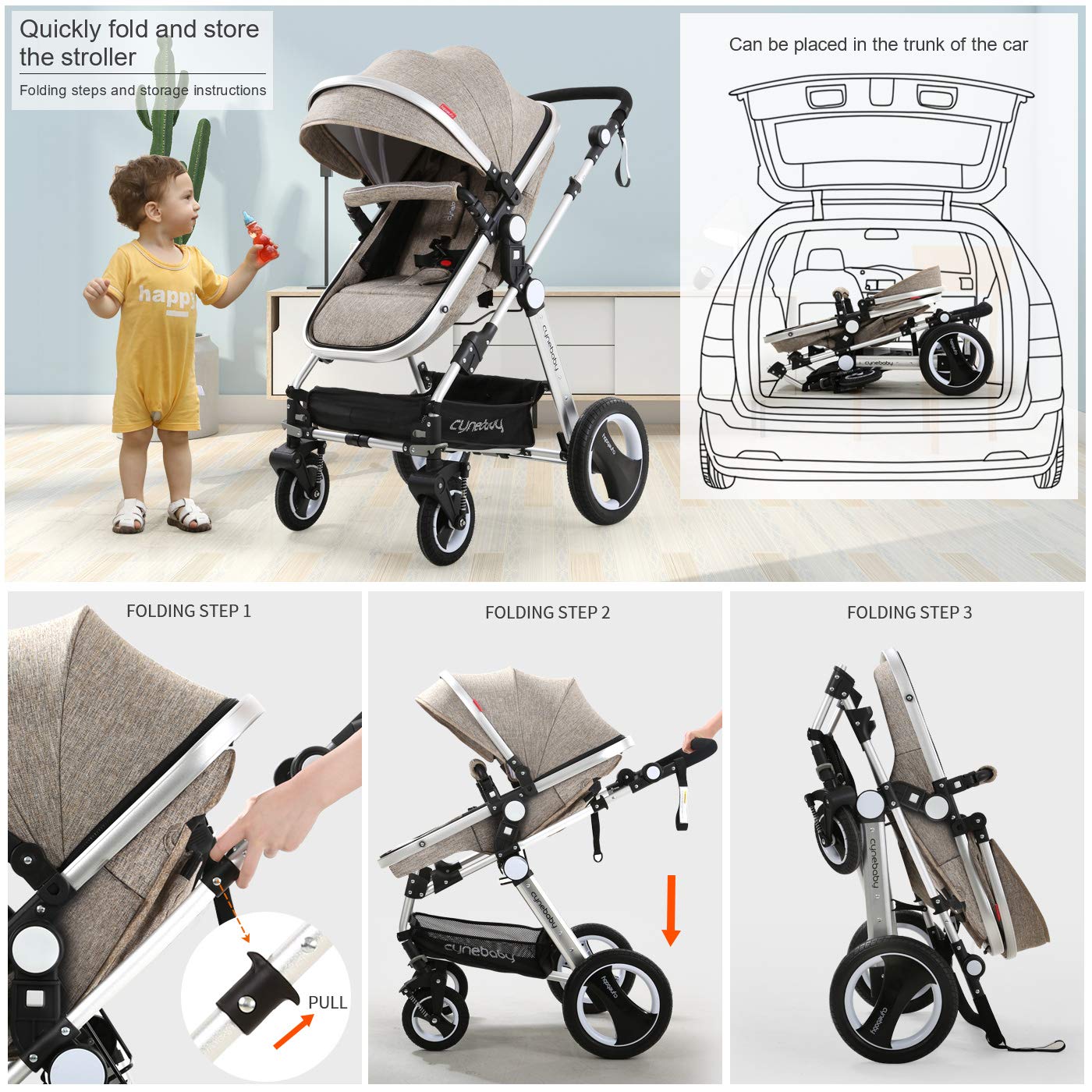 cynebaby compact pram strollers
