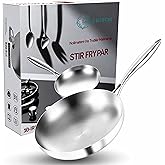 LOLYKITCH 10 Inch Tri-Ply Stainless Steel Frying Pan,Skillet,Chef's Induction Pan,Dishwasher and Oven Safe.