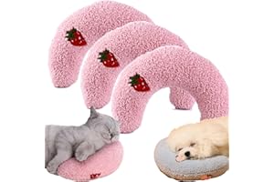 MCGOTASY Zentric Calming Pet Pillow, Petsboro Pet Pillow, Pets Boro Pet Pillow, Libiyi Dotmalls Pet Pillow, Soft Dog Bed Pillows, U-Shaped Pillow for Pet Cervical Protection Sleeping Improve (Pink *3)