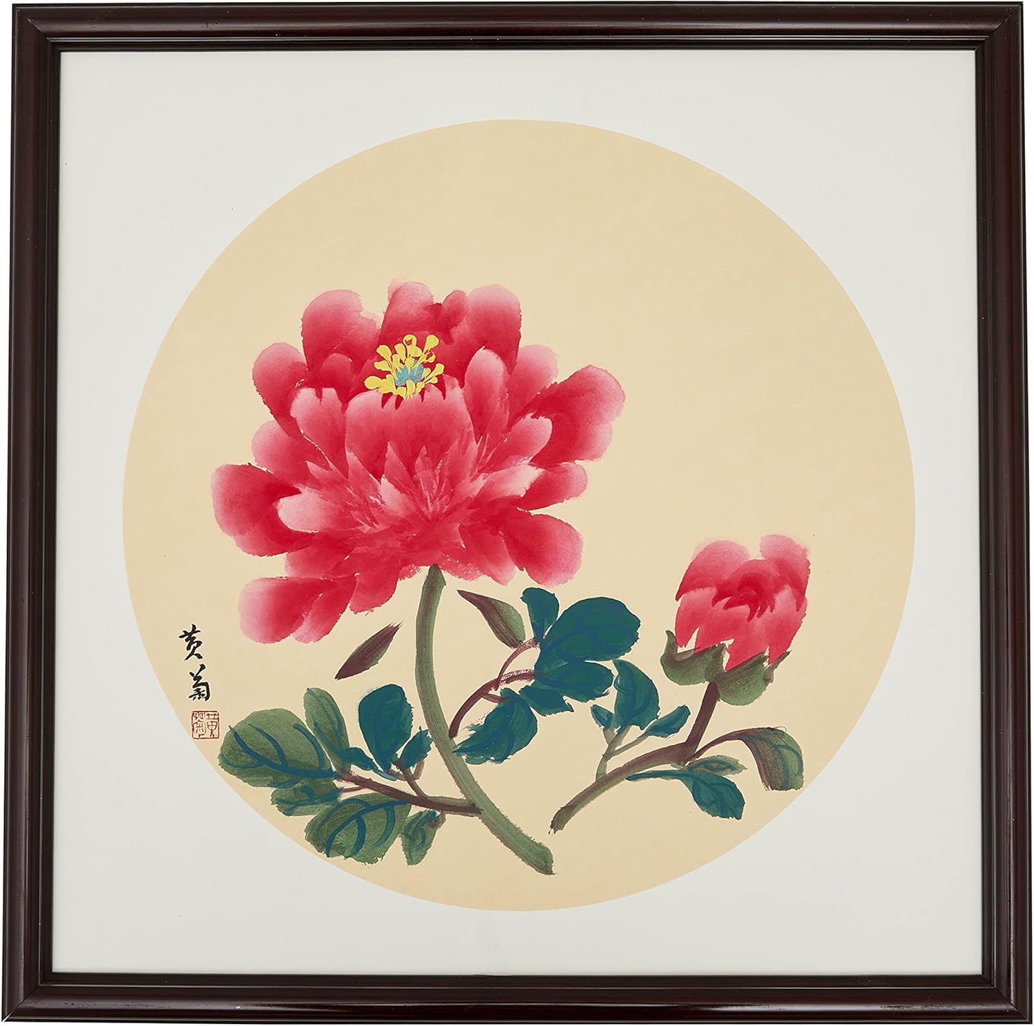 Paintings - COOZMENT-Chinese painting,Handmade paintings,Paintings For Wall Decorations, Asian Decor,Japanese wall decoration,Including hanging nails,Living Room, bedroom, office decor,Bring good luck,Good gift,Rice Paper,Solid Wood Frame（21.5