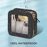 Prite Small Clear Makeup Bag with Gift Box Black Dual Zippers Waterproof PU view 5