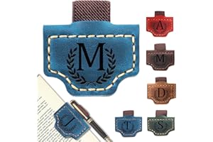 AYTHSRIC Personalized Bygone Mark Bookmark with Pen Holder, Leather Magnetic Bookmark 26 Letters Name Initial Bookmarks for Readers, Book Lover Gifts for Women Men Notebook Accessories (Blue, M)