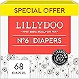 LILLYDOO Diapers - Size 6 (29+ lbs), Half-Monthly Supply (68 Count), Skin-Friendly, Ultrasoft, Chlorine-Free & Absorbent Baby Diapers
