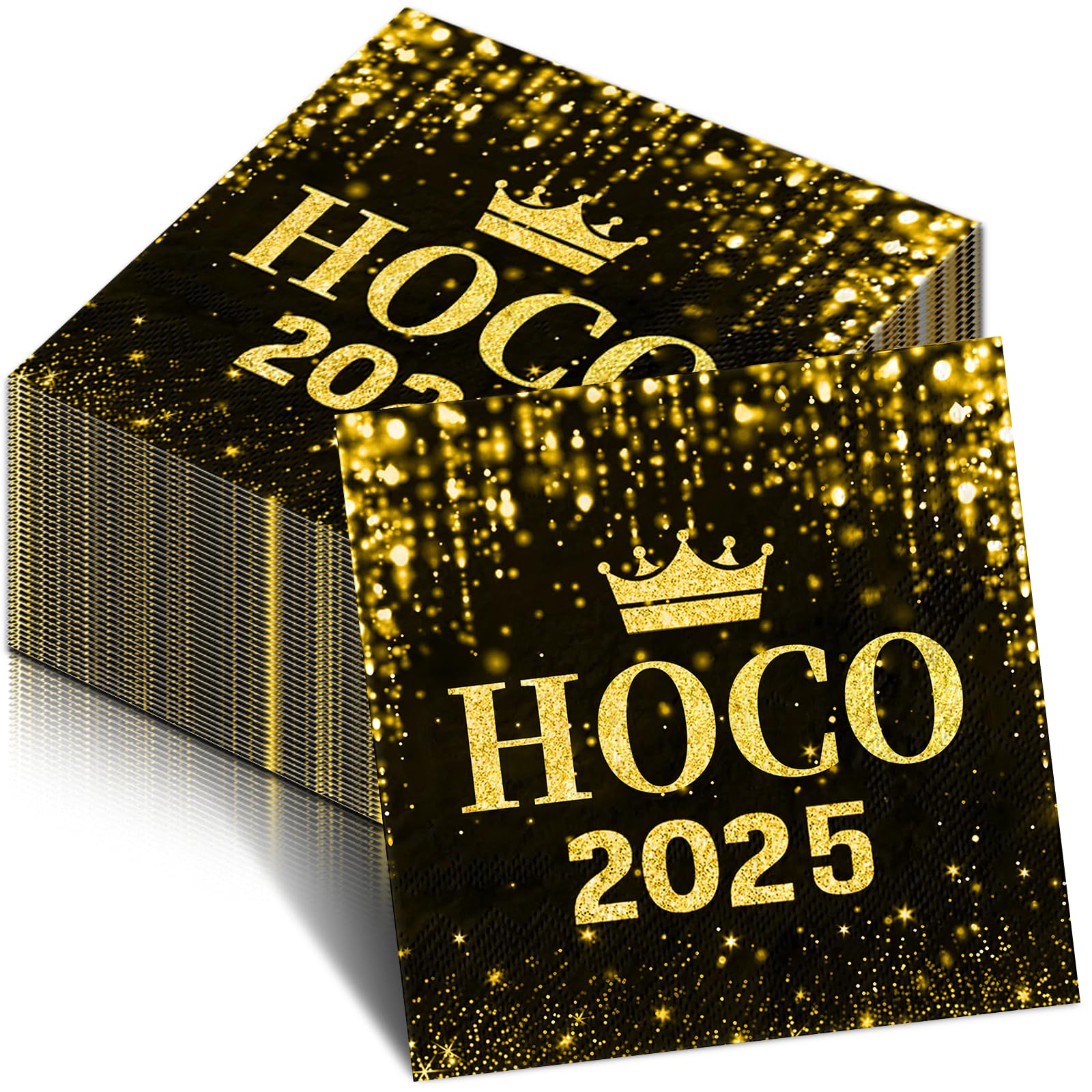 Photo 1 of 100 Pcs Homecoming Napkins Black and Gold 2025 Napkins Serve 100 Guest Homecoming Party Supplies for Welcome Back to School Celebration Party Supplies Dinner Picnic Table Decorations