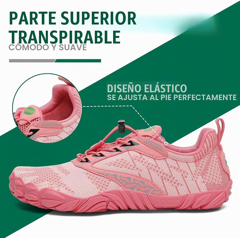 Zapatillas Barefoot Hombre Mujer Zapatillas Minimalistas Zapatos Barefoot Calzado Minimalistas Zapatillas de Trail Running Barefoot Shoes para Zero Drop Suela Rosa Intenso,Gr.42